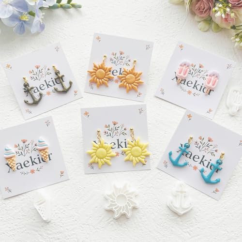 Nautical & Summer Fun Polymer Clay Cutters Set - 9pcs Coastal Shapes Including Lighthouse, Anchor, Ship Wheel, Ice Cream & Sunglasses for DIY Earring Jewelry, Soft Clay Crafts & Scrapbooking - color: Q color