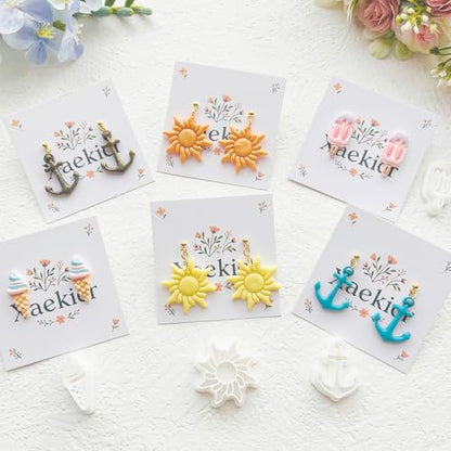 Nautical & Summer Fun Polymer Clay Cutters Set - 9pcs Coastal Shapes Including Lighthouse, Anchor, Ship Wheel, Ice Cream & Sunglasses for DIY Earring Jewelry, Soft Clay Crafts & Scrapbooking - color: Q color