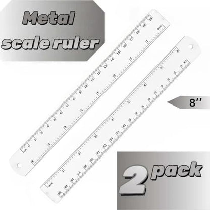 Lakei Stainless Steel Ruler, 2-Pack, 8 Inch/20 cm Dual Scale Ruler - size: 8 inch 2 pack