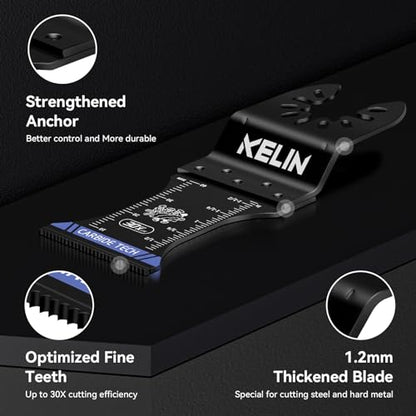 KELIN 6 PCS Carbide Titanium Oscillating Blade,Universal Multitool Blades | Heavy Duty Oscillating Tool Saw Blades for Steel Bolts Screws Metal Wood Cutting with Hangable Case,Fit For Bosch Fein Dewalt - size: 6 PCS (Carbide + Titanium)
