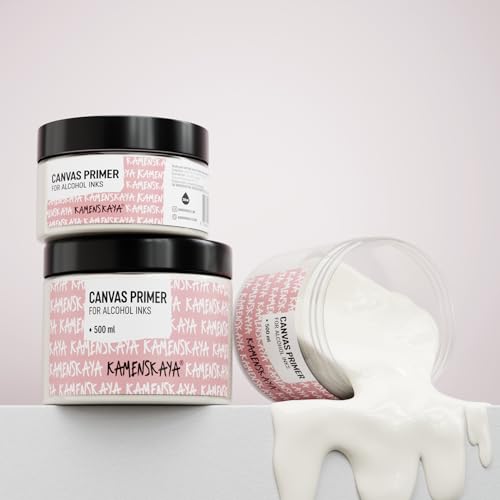 KAMENSKAYA White Acrylic Gesso Primer for Alcohol Ink Painting on Canvases, 8.45 fl oz (250 ml) - color: White, size: 8.45 Fl Oz (Pack of 1)