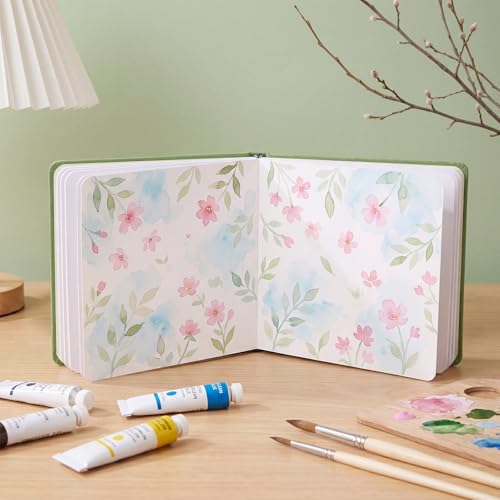 5.5in Watercolor Sketchbook Journal Square Watercolor Notebook Sage Green - color: sage green, size: 5.5x5.5 in