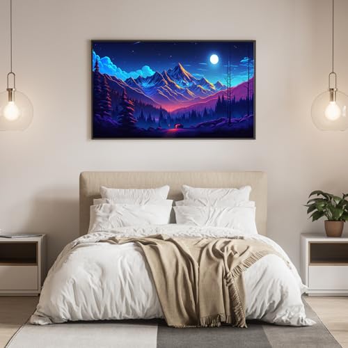 DDGEMART Diamond Painting Kit, 5D Full Drill Moonlight Mountain Night Starry Sky Landscape Art for Adults & Beginners, Large 28x16 inch - color: Mountain Landscape