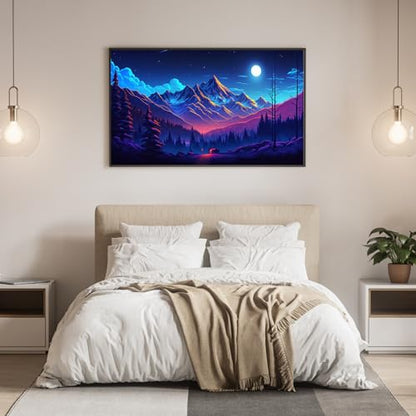 DDGEMART Diamond Painting Kit, 5D Full Drill Moonlight Mountain Night Starry Sky Landscape Art for Adults & Beginners, Large 28x16 inch - color: Mountain Landscape