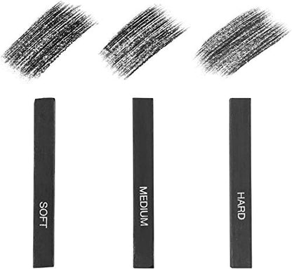 Artist Compressed Charcoal Stick Assorted Soft Medium Hard Artist Charcoal Medium for Drawing Sketching Shading, Art Supplies Sketch Kits Tools Pack of 6