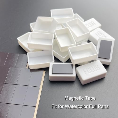 Metal Watercolor Palette Empty with 20 Full Pans and Magnetic Strips | Lightweight Paint Tray Palettes, With 3ml Pans and 3M Magnetic Squares, DIY Art Palettes, Paint Holder, Painting Palette - color: Wheat Field, size: Pack of 20 Full Pans