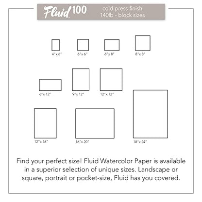 Speedball Art Products, 811234, Fluid 100 100% Cotton Artist Watercolor Paper, 16 x 20 inch Block, 140 lb Cold Press - size: 16 x 20 (140 lb)