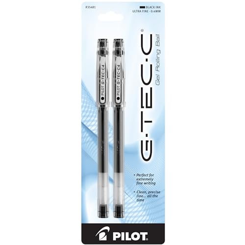 PILOT G-Tec-C Gel Ink Rolling Ball Pens, Ultra Fine Point (0.4mm), Black Ink, 2-Pack (35481) - color: Black Ink, size: 2 Count (Pack of 1), style: Ultra Fine Point