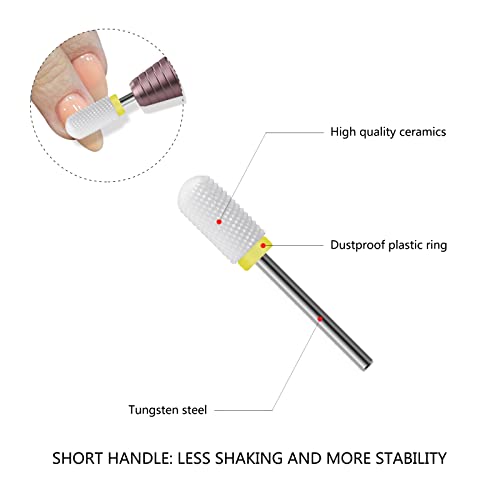 Ceramic Nail Drill Bit 10Pcs-3/32 Nail Drill Bits for Acrylic Nails,Professional Electric Nail Drill for Crystal Nail Extension Nail Removal,The Short Handle Does Not Shake. - size: Combo 03