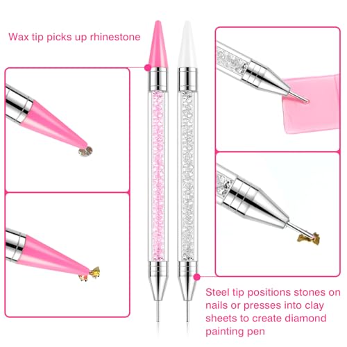 Rhinestone Picker Tool-2Pcs Bedazzling Pen with 4 Extra Wax Heads