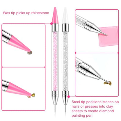 Rhinestone Picker Tool-2Pcs Bedazzling Pen with 4 Extra Wax Heads