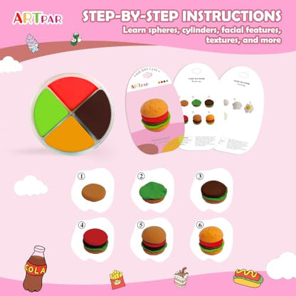 ARTPAR Air Dry Clay for Kids,12 Mini Food Modeling Magic Clay Sculpting Kit - color: Colorful Food Kit