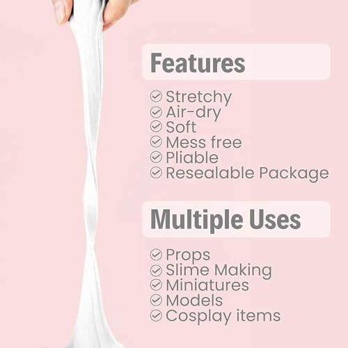 BOHS Foam Clay, White Air Dry Modeling Clay, 3.3 lb, 3-Pack | Soft and stretchable; EVA and polystyrene foam detailing; cosplay props, fake bakes and slime making; resealable bags - color: White, size: 1500 g