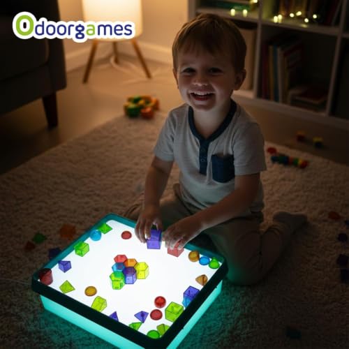 Odoorgames Young Explorers Light Table – Light Up Table (Cyan) - color: Cyan