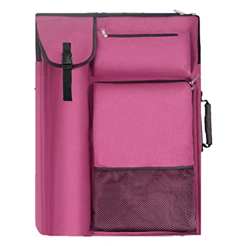 TreochtFUN Art Bags for Supplies Portfolio Case 19 X 25.5 in Artist bag M-L | for Storage A2 Canvas Board A3 Sketchbook - Carrying Artwork with Backpack & Tote-handle - color: Dark Pink
