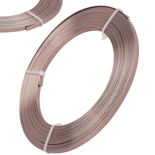 Beebeecraft 1 Roll 32.8 Feet 10m Flat Aluminum Wire 5mm Wide 1mm Thick Camel Color Metal Anodized Bendable Craft Wire for Bezel Sculpting Armature Floral DIY Jewelry Making Wrapping - color: Camel