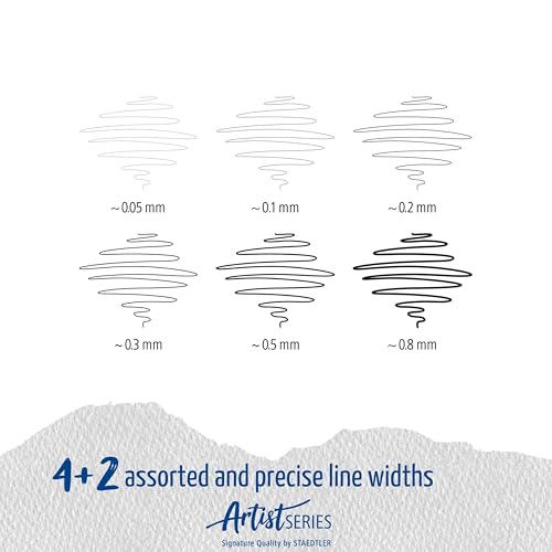 STAEDTLER Pigment Liner Bonus Sketch Set of 6 Liners for the Regular Price of 4(2 free), 308 SB6P - size: 6 Count (Pack of 1), style: Mixed set