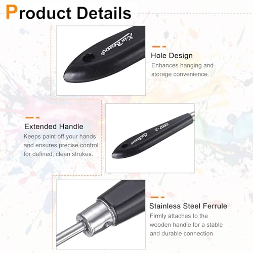 HARFINGTON Palette Knife Painting Tool 8.07" Stainless Steel Pointed Blade Spatula Painting Pallet Knife with Hole Design Beech Wood Handle for Oil Acrylic Canvas, Black/Silver - size: 8.07" x 2.09" x 0.67"