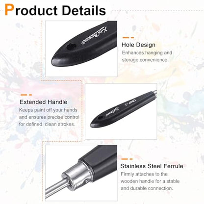 HARFINGTON Palette Knife Painting Tool 8.07" Stainless Steel Pointed Blade Spatula Painting Pallet Knife with Hole Design Beech Wood Handle for Oil Acrylic Canvas, Black/Silver - size: 8.07" x 2.09" x 0.67"