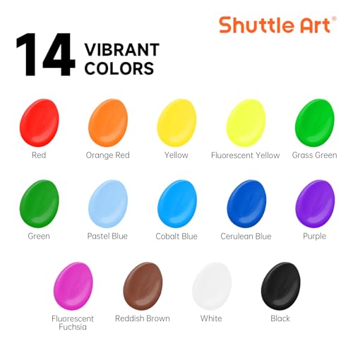 Shuttle Art 14 Colors Washable Paint for Kids, 16 oz Bulk Tempera Paint with Pump, Non-Toxic Kids Washable Paint for Art and Crafts, Home & School Must Haves - color: 14 Colors, size: 16 Fl Oz (Pack of 14)