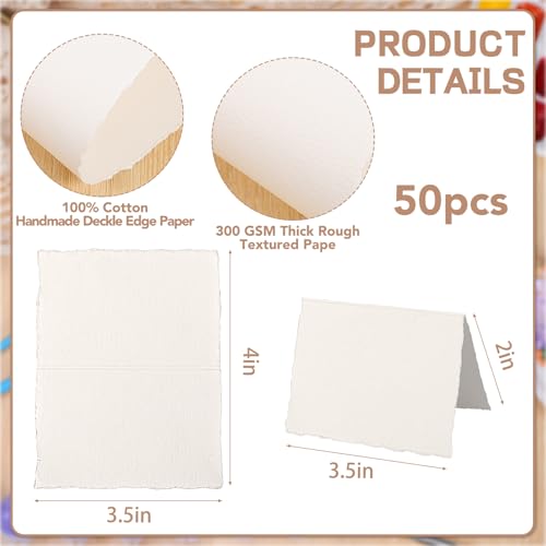 50 Sheets Watercolor Paper, Folded 3.5 x 2 in, 300 GSM, Deckled Edge - size: 3.5 x 2inch