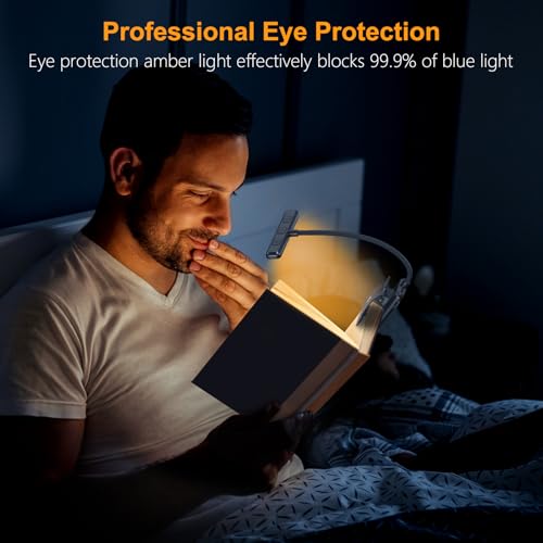 Gritin 19 LED Rechargeable Book Light for Reading in Bed | Eye Caring 3 Color Temps,Stepless Dimming Brightness,Memory Function,90 Hrs Runtime Lightweight Clip on Light-Pacific Blue - color: Pacific Blue