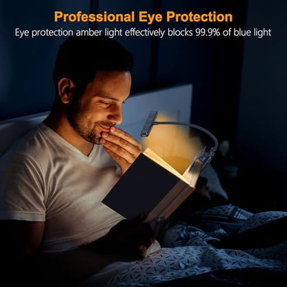 Gritin 19 LED Rechargeable Book Light for Reading in Bed | Eye Caring 3 Color Temps,Stepless Dimming Brightness,Memory Function,90 Hrs Runtime Lightweight Clip on Light-Pacific Blue - color: Pacific Blue