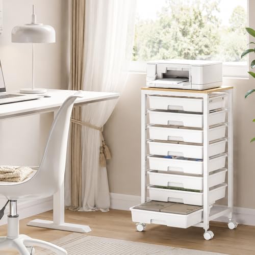 SYKIARIOL Rolling Cart with 8 Drawers,White - color: White, size: 8 Drawers