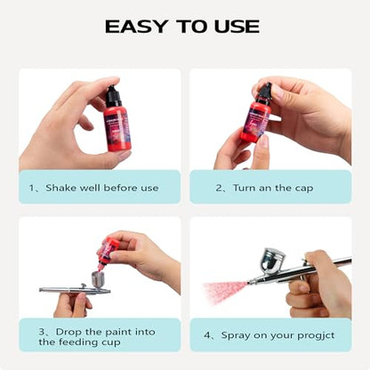 Airbrush Paint - 7 Colors Airbrush Paint Set with 1 Tinner, Plastic & Wood Acrylic Air brush Paint Kit Ready to Spray, Water-Based for Artists Beginners Hobbyist, 0.67 Fl Oz/20ml - color: 7 colors+1 thinner