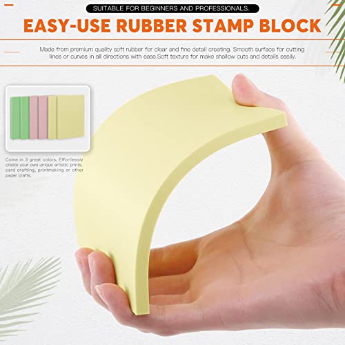 13Pcs Rubber Stamp Making Kit with Stamp Block, Rubber Brayer Roller,Rubber and Wood Carving Cutting Tool, Block Printing Starter Tool Kit for Inking Blocks Carving and Printmaking