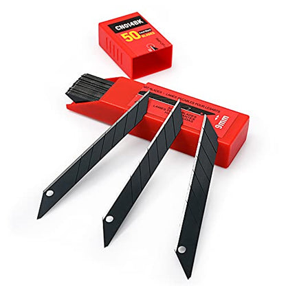 FOSHIO 100PCS 30 Degree Carbon Steel Snap Off Blades 9mm for Box Cutters Utility Knife Universal Art Knife Replacement Black Blades - color: Red - 30 Degree Blades