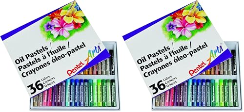 Pentel Arts Oil Pastel Set, 5/16 x 2-7/16 Inch, Assorted Colors, 36 Count (Pack of 2) - size: 36 Count (Pack of 2)