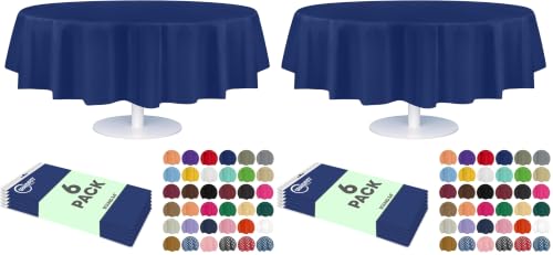 Plastic Table Cloth Disposable 6 Pack 84 Inches Round Table Cloths - color: Blue, size: 84 inches Round (Pack of 2)