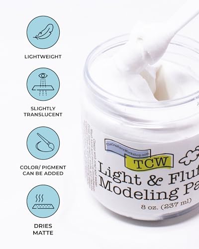 The Crafter's Workshop Modeling Paste for Textured Art - Dimensional Paste for Stenciling, Acrylic Painting - Boutique Quality, 8 oz Jar - color: White, style: Light & Fluffy
