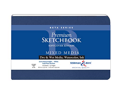 Stillman & Birn Beta Series Softcover Sketchbook, 8.5" x 5.5", 270 gsm (Extra Heavyweight), White Paper, Cold Press Surface - size: 8.5" x 5.5" 270 gsm (Extra Heavyweight)