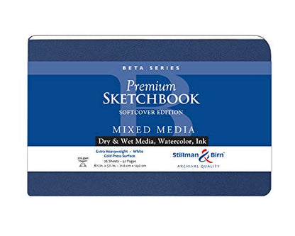 Stillman & Birn Beta Series Softcover Sketchbook, 8.5" x 5.5", 270 gsm (Extra Heavyweight), White Paper, Cold Press Surface - size: 8.5" x 5.5" 270 gsm (Extra Heavyweight)