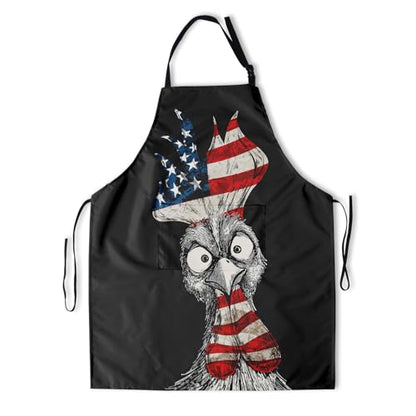 Funny Apron Polyester Grooming Aprons with Pocket for Cooking Kitchen Grilling Adults - color: Black Fun Chicken