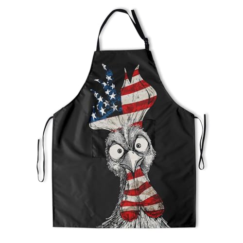 Funny Apron Polyester Grooming Aprons with Pocket for Cooking Kitchen Grilling Adults - color: Black Fun Chicken
