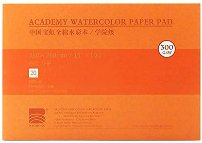 MEEDEN 15"X10.2" Cotton Watercolor Paper Block: Hot Pressed, 140lb/300gsm - color: Hot Press, size: 15×10.2"