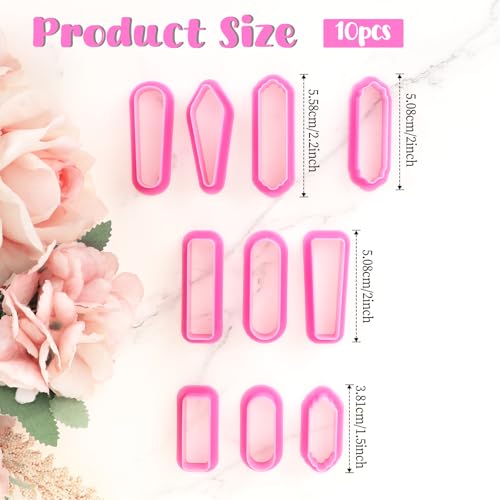 Polymer Clay Cutters, 10 Pieces Clay Sculpting Tools Polymer Clay Earrings Cutters Kit Basic Clay Cutters Tools Sculpting Polymer Clay Molds Dangle Shape Clay Cutters for Polymer Clay Jewelry Making