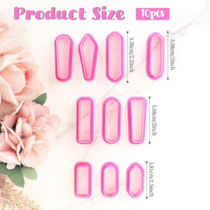 Polymer Clay Cutters, 10 Pieces Clay Sculpting Tools Polymer Clay Earrings Cutters Kit Basic Clay Cutters Tools Sculpting Polymer Clay Molds Dangle Shape Clay Cutters for Polymer Clay Jewelry Making