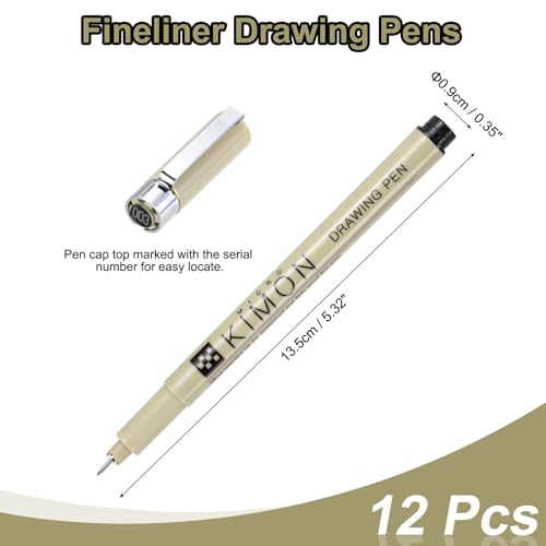 PATIKIL Fineliner Pens, 0.1mm Fine Points Drawing Pen Waterproof Inking Markers Liner Artist Watercolor Supplies Drawing Kit for Adult Sketching Journaling, Pack of 12 - style: 0.1mm Fine Points