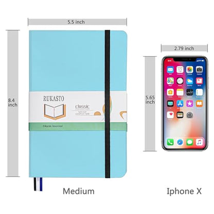 Hardcover Notebook Blank Journal Sketchbook for Drawing, Medium 5.5 by 8.4 Inch, 100 GSM Thick Paper (LightBlue, Plain) - color: LightBlue