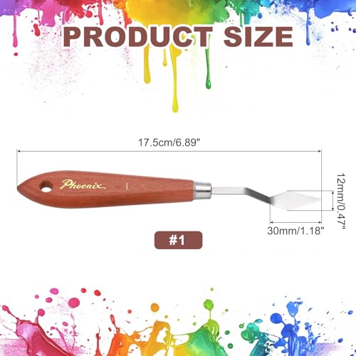 MECCANIXITY Pack of 1 Palette Knife No.1, 6.9" Long Palette Knives with Stainless Steel Flexible Spatula Pallet Knife and Wood Handle for Scraping, Mixing, Oil Acrylic Painting Canvas - style: No.1