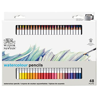 Winsor & Newton Studio Collection, Watercolour Pencil Tin, 48 piece | Highly pigmented, Wax-Based, Can be Used Wet/Dry, Add Water & Brush to Create Painterly Effects, Break-Resistant Points. - style: 48 Waterclour Pencil Tin