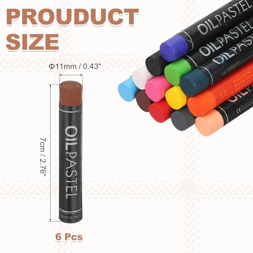 MECCANIXITY 6 PCS Oil Pastels, Soft Oil Chalk Pastels Crayons 11x70mm for Art Painting Drawing Blending, Color Crayons for Art Supplies Beginners, Bronze - color: Bronze