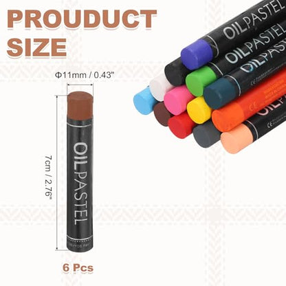 MECCANIXITY 6 PCS Oil Pastels, Soft Oil Chalk Pastels Crayons 11x70mm for Art Painting Drawing Blending, Color Crayons for Art Supplies Beginners, Bronze - color: Bronze