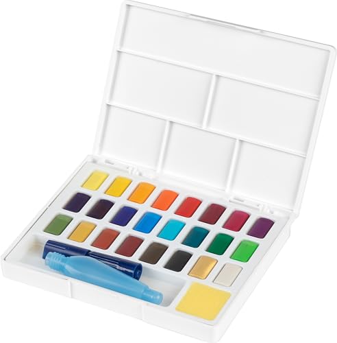 Faber-Castell Creative Studio Portable Watercolor Palette, Travel Brush - style: 24 Colors