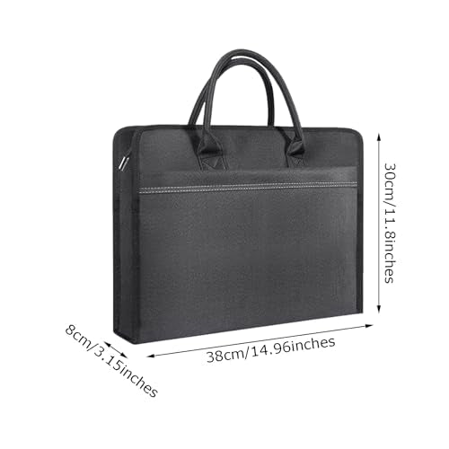 Oxford Document Bag with Handle and Meeting Office Organizer Handbag Briefcase for Carrying Paper Files 1 Pack Black