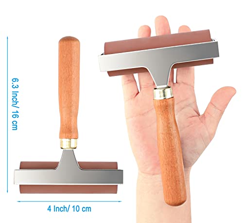 Soft Rubber Roller, Brayer Ideal for Anti Skid Tape Construction Tools, Print, Ink and Stamping Tools(4-Inch, Brown) - size: 4-Inch